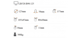 Ťažkotonážne polyuretánové koliesko 125x38 mm otočné s brzdou LB520.B90.125