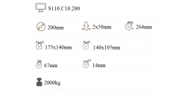 Ťažkotonážne dvojradové koliesko 200x100 mm pevná kladka S110.C10.200