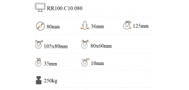 Ťažkotonážne polyuretánové koliesko 80x36 mm otočné RR100.C10.080