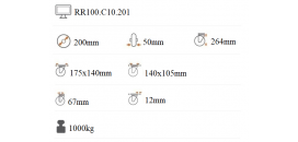 Polyuretánové ťažkotonážne koliesko 200x50 mm otočná kladka RR100.C10.201