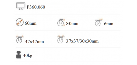 Nábytkové koliesko 60 mm platnička F360.060