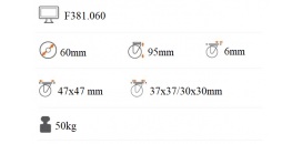 Koliesko dizajnové 60 mm platnička s brzdou F381.060