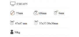 Koliesko dizajnové 75 mm otočná platnička s brzdou F383.075