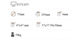Dizajnové dvojkolieska 75 mm platnička otočná s brzdou F373.075