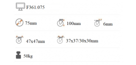 Dvojkoliesko čierne dizajnové 75 mm otočná platnička s brzdou F361.075