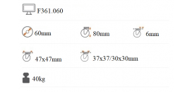 Dvojkoliesko čierne dizajnové 60 mm otočná platnička s brzdou F361.060