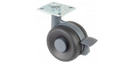 Dvojkoliesko čierne dizajnové 60 mm otočná platnička s brzdou