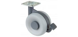 Dvojkoliesko dizajnové sivé 75 mm otočná platnička s brzdou