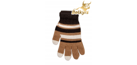 Rukavice Mongolská vlna hnedé pásikavé
