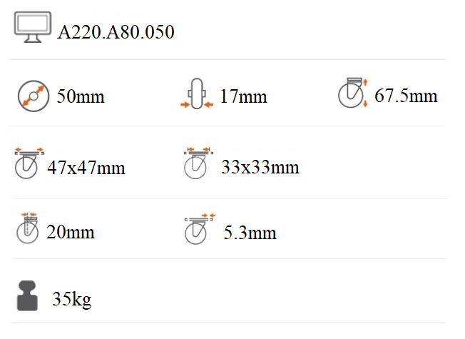 Prístrojové koliesko 50x17mm otočná kladka s brzdou