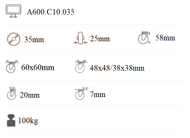 Nízkoprofilové koliesko 35x25 mm otočná kladka