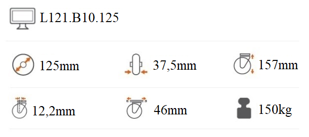 Transportné koliesko 125x37.5 mm otočná kladka s brzdou