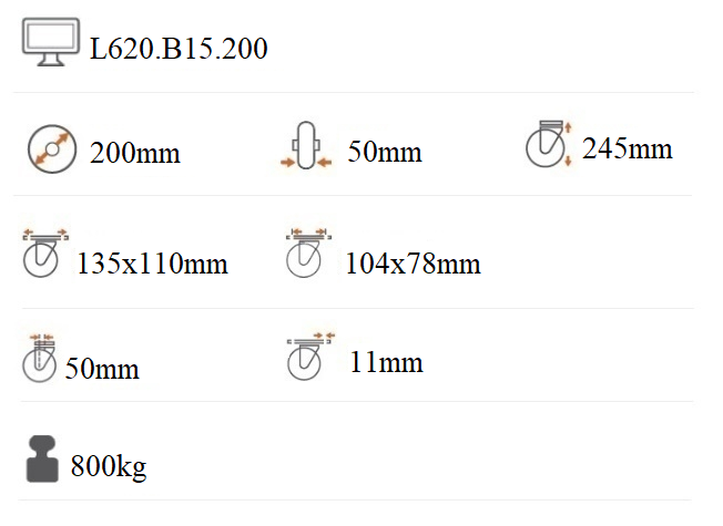 Ťažkotonážne koliesko 200X50 mm otočná kladka s brzdou