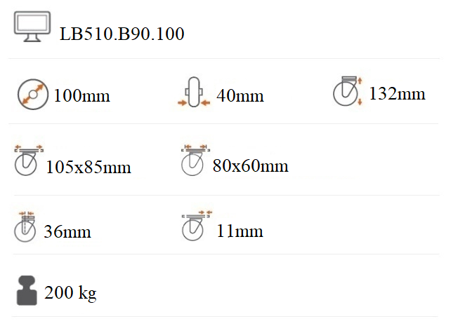 Polyuretánové transportné koliesko 100x40 mm pevná kladka