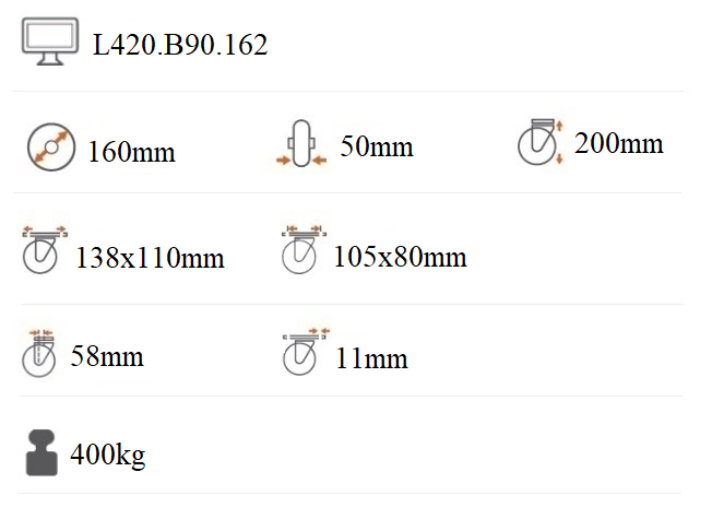 Transportné polyuretánové koliesko 160x50 mm otočná kladka s brzdou