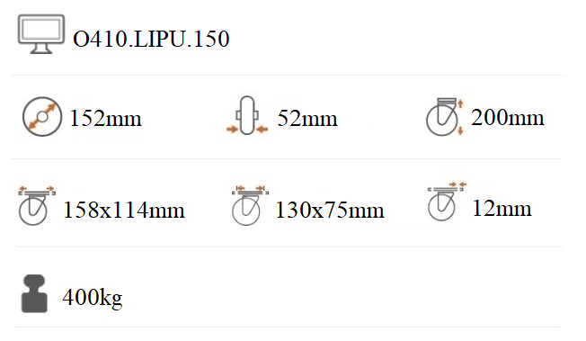 Odpružené koliesko 152x52 mm pevná kladka